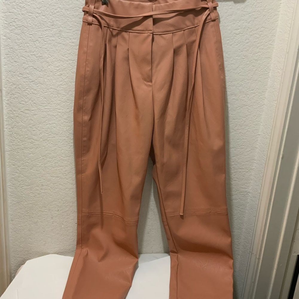 Anthropologie BlankNYC Chelsea Tapered Faux Leather Pleated Adjustable Belt Pant